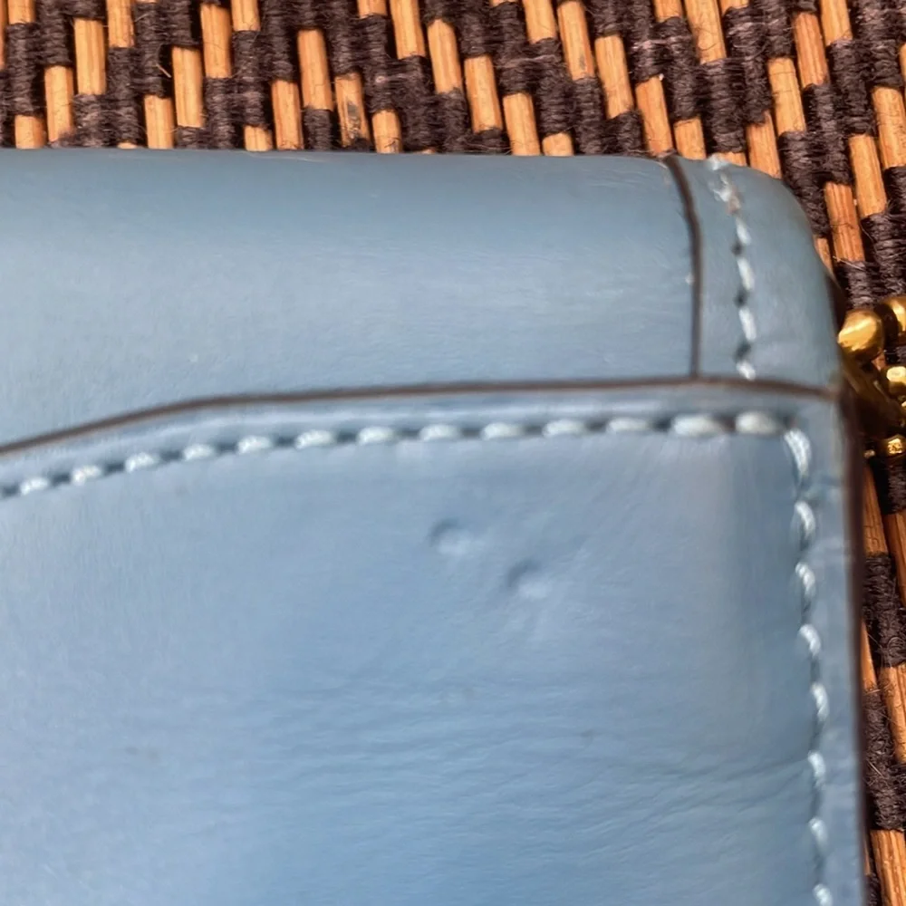 Coach 1941  Courier Wristlet clutch 89331 Pacific Blue and brass  NWT